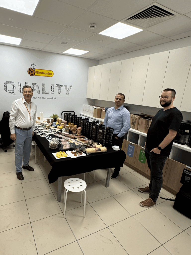 P. Katsikaris during a scheduled buyer meeting at Jerónimo Martins – Biedronka headquarters for an in-office tasting session with the Director of Purchasing.