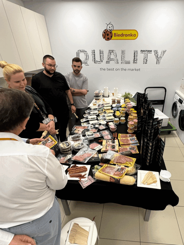 P. Katsikaris during a scheduled buyer meeting at Jerónimo Martins – Biedronka headquarters for an in-office tasting session with the Director of Purchasing.