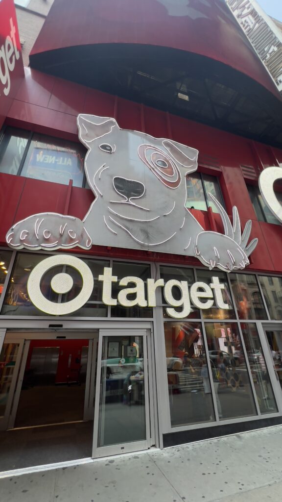 Exterior view of a Target store in New York, visited during market research on the placement of international and Greek food products.